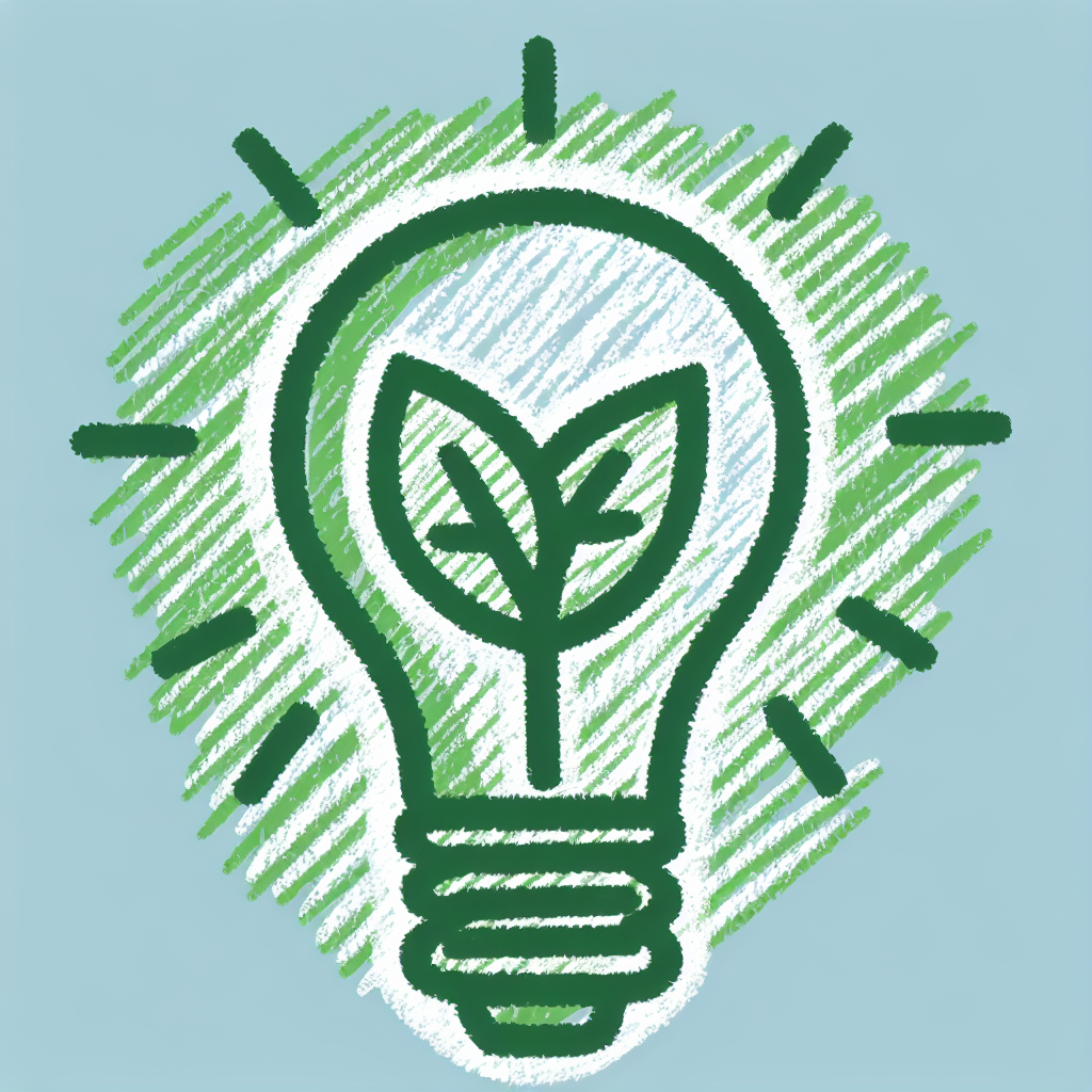 Green Light Bulb with Leaf: Idea Generation