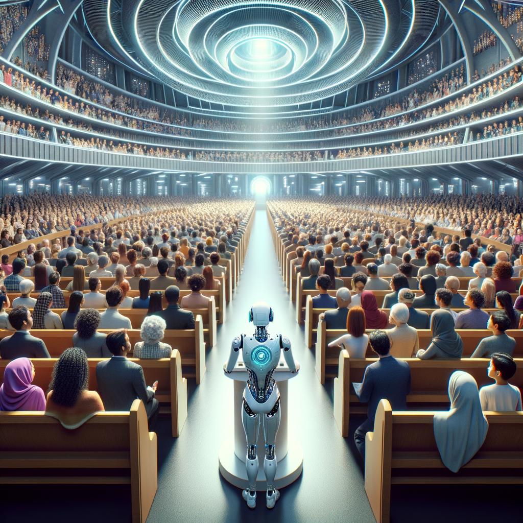 Artificial Intelligence Addressing Diverse Crowd in Futuristic Church