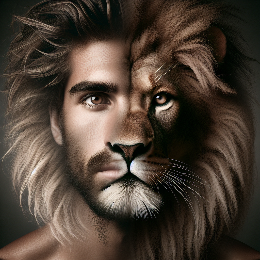 Man to Lion Transformation: A Fusion of Wildness and Emotions
