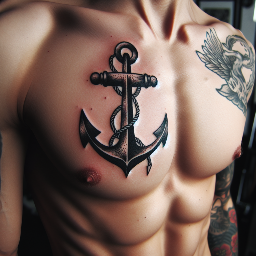 Small Anchor Tattoo Inspiration for Your Pectoral