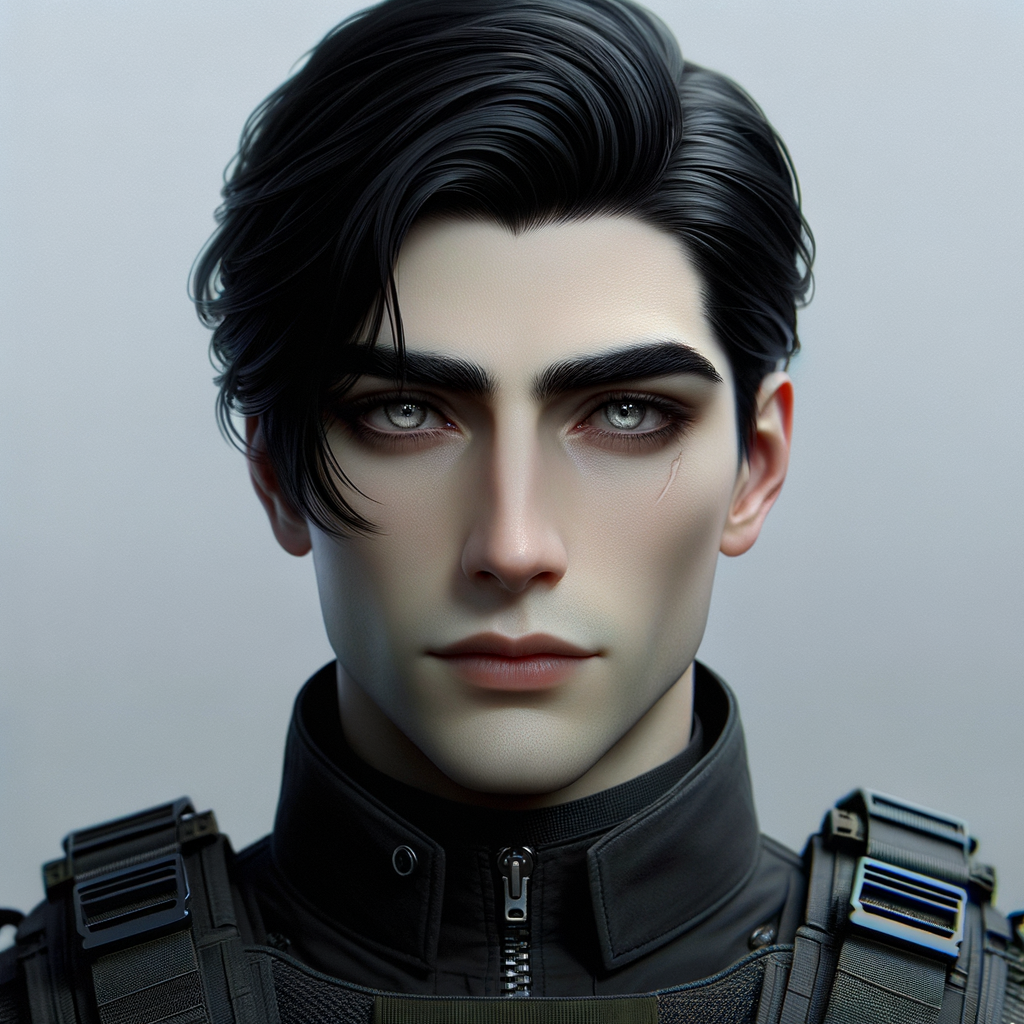 Pale Skin Man with Gray Eyes: Raven Special Forces Look