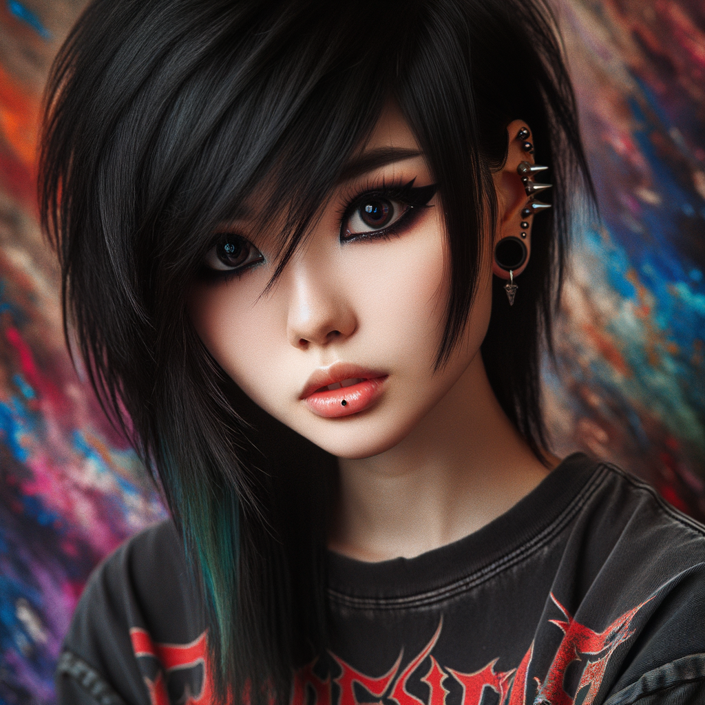 Beautiful Asian Emo Girl Embracing Unique Style