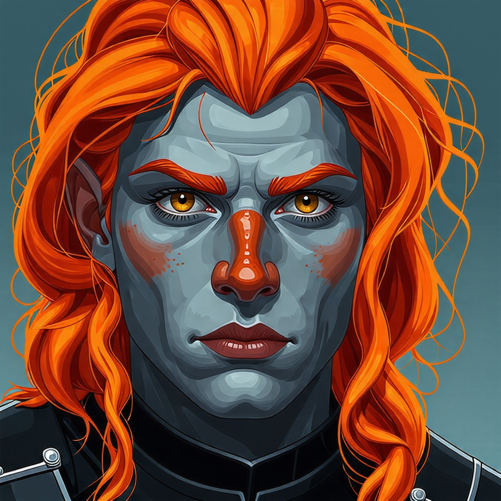 Firbolg Paladin Portrait with Light Orange Hair
