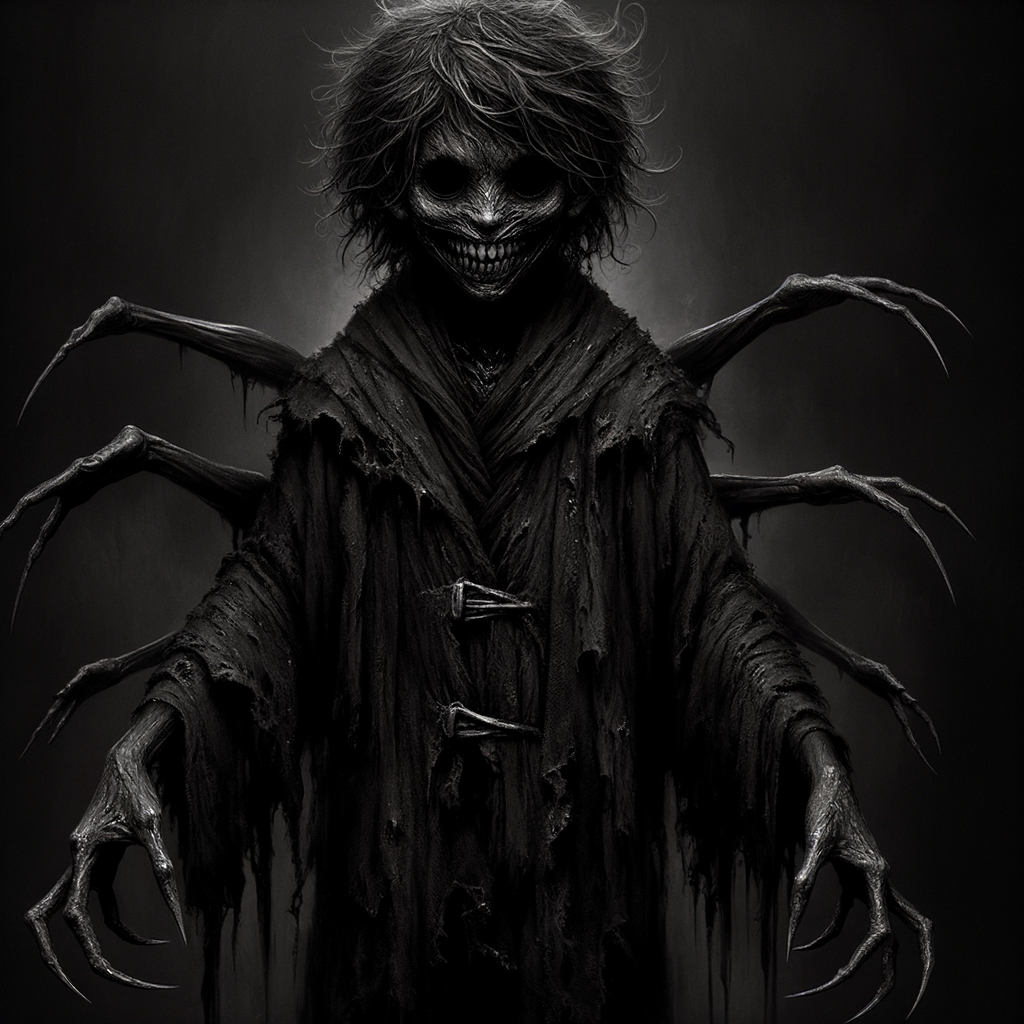 Dark Child with Fearsome Grin: A Horror Genre Depiction