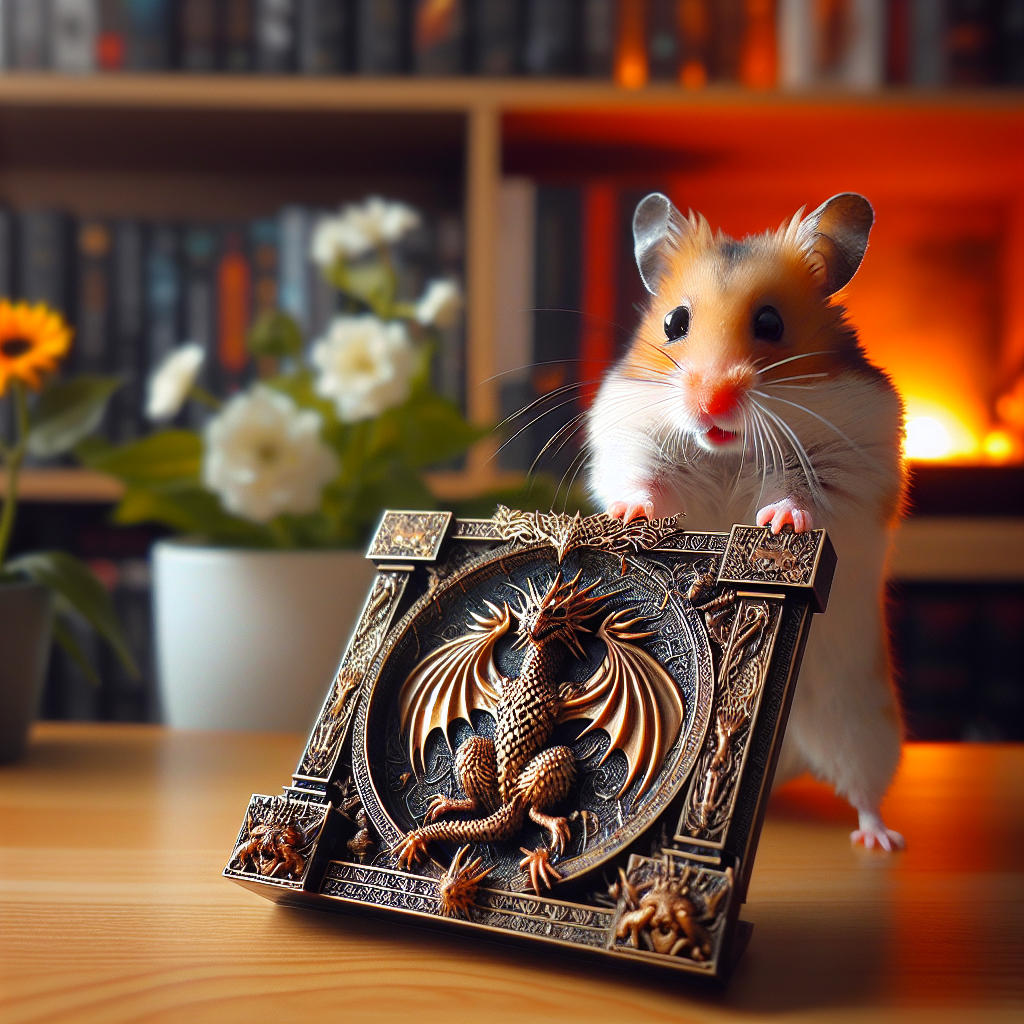 Adorable Hamster with Intricate Dragon-Themed Artifact
