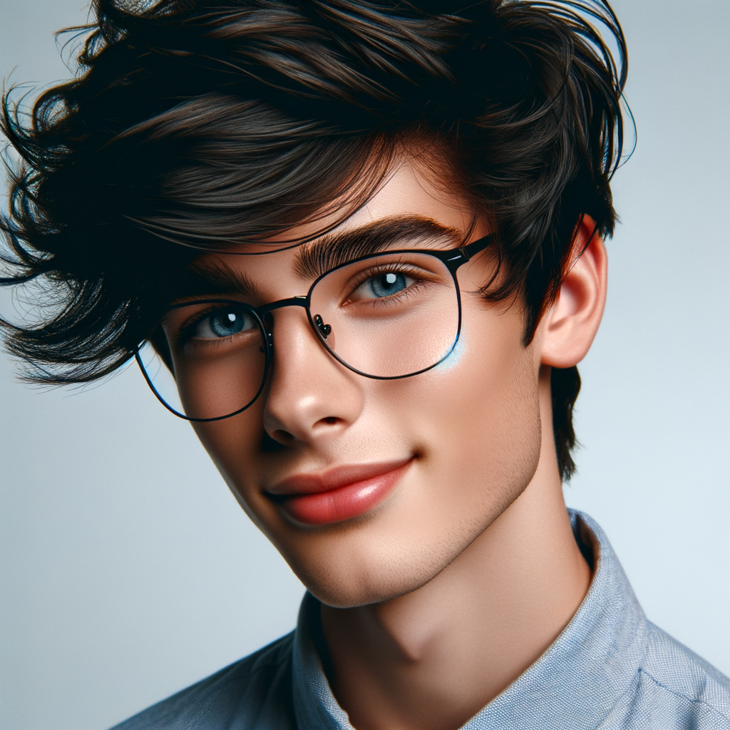 Charming Western Teenager with Tousled Jet-Black Hair