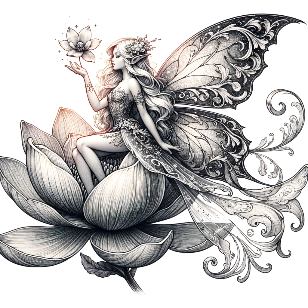 Enchanting Fairy Tattoo on Beautiful Flower