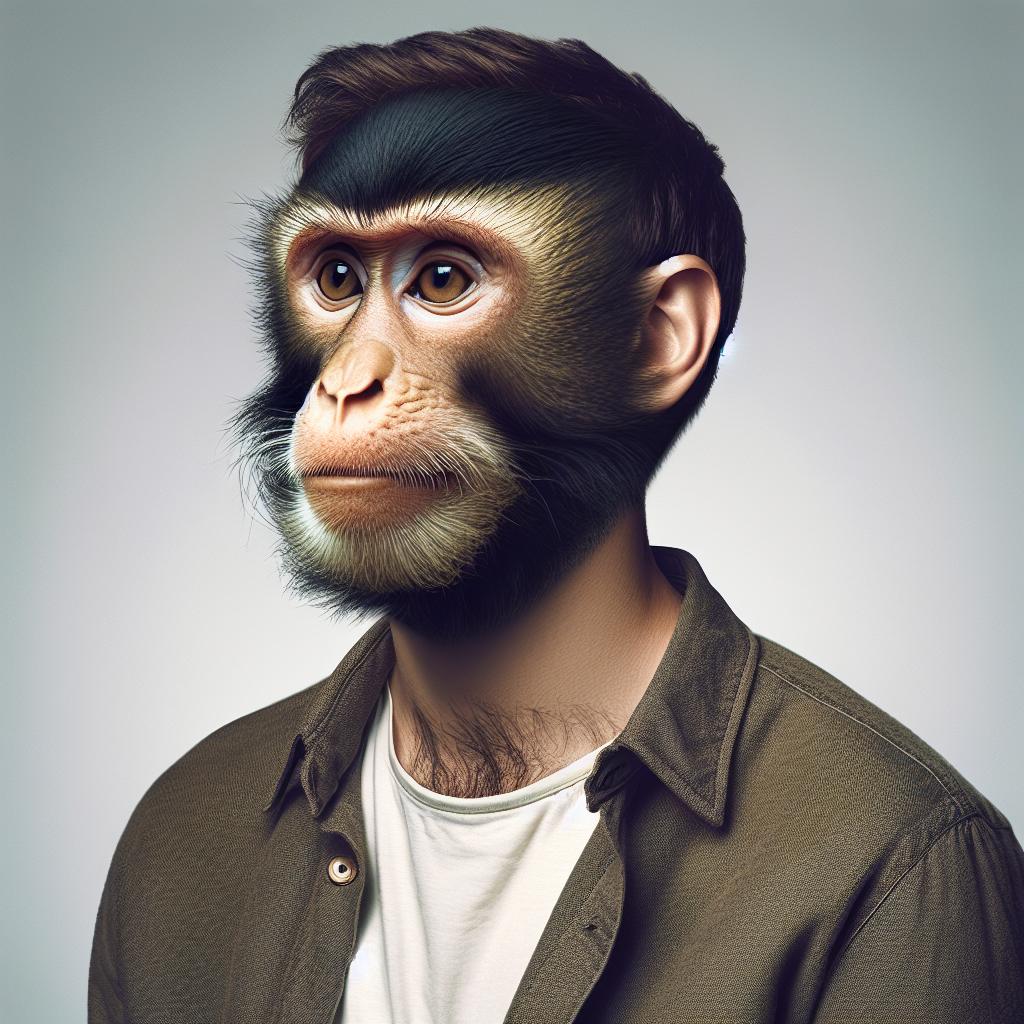 Surreal Human-Monkey Hybrid Illustration