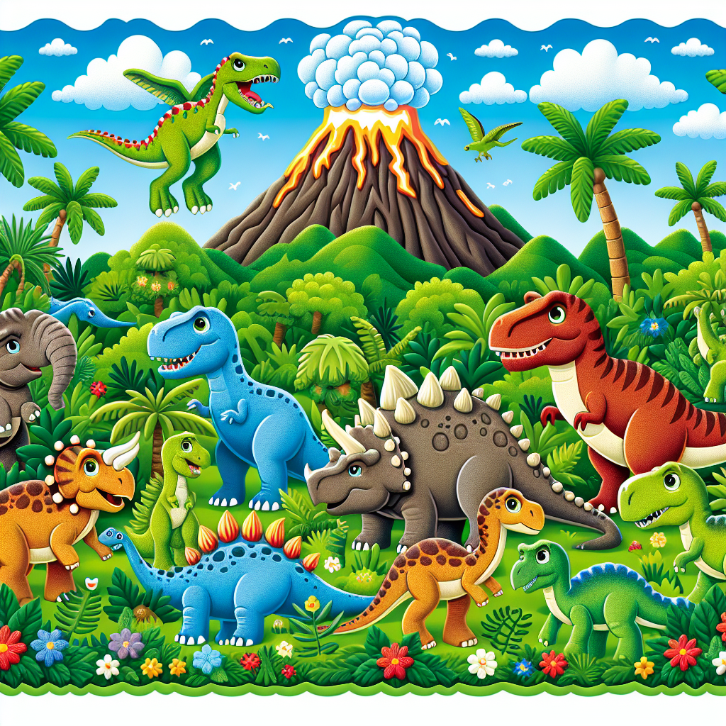 Colorful Dinosaur Cake Illustration