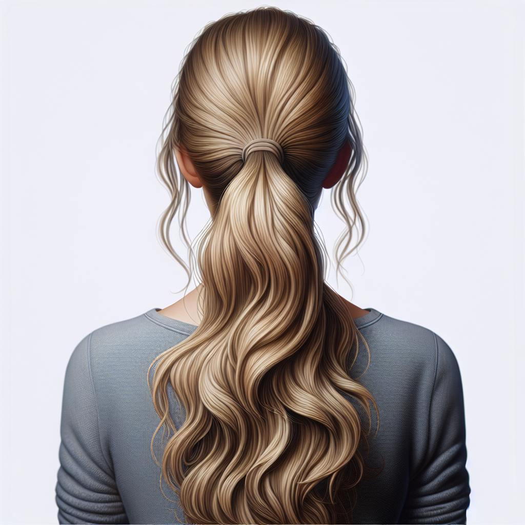 Detailed View of Long Wavy Blond Hair in Ponytail